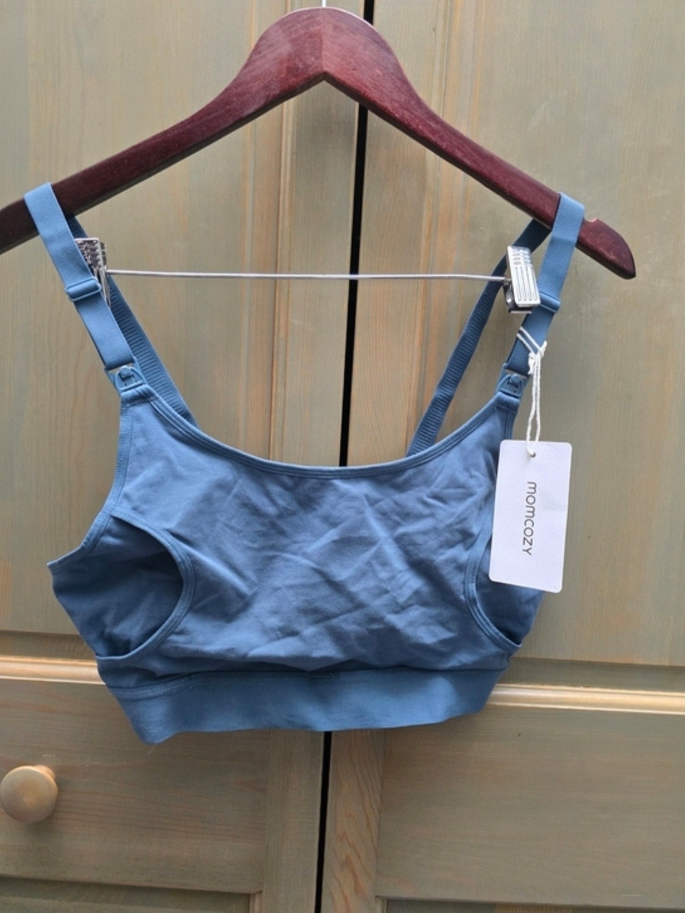 Momcozy Dusty Blue Nursing Sleep Bra with Adjustable Straps